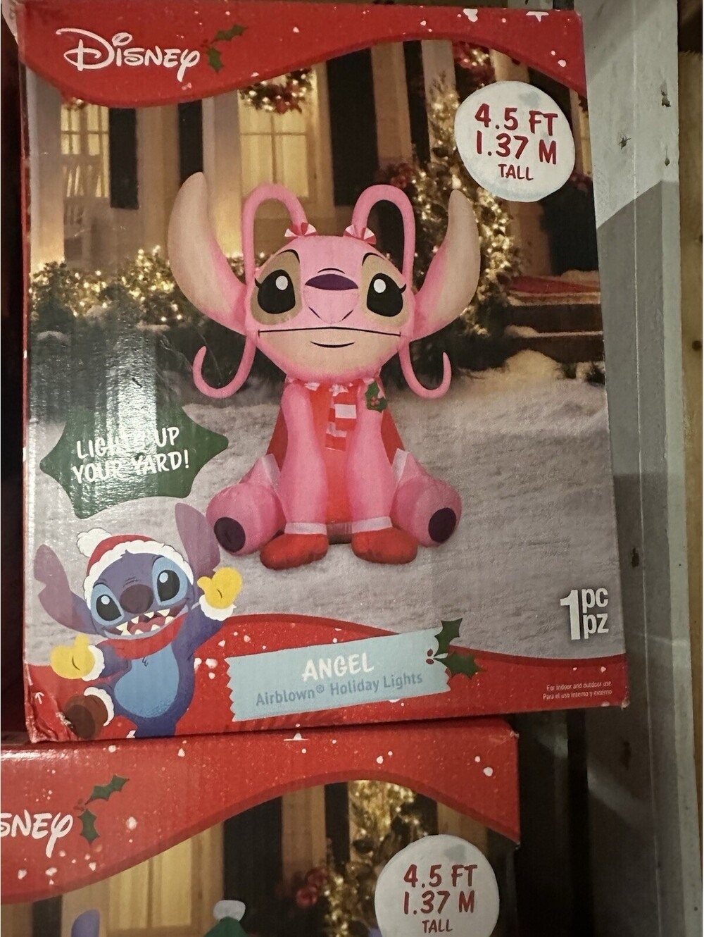 Disney Lilo & Stitch Angel Pink Christmas Airblown Yard Inflatable Holiday 4.5’